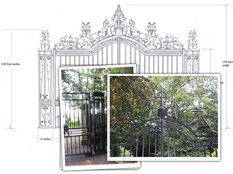 Hudhill Hall Gates Phot and drawing
