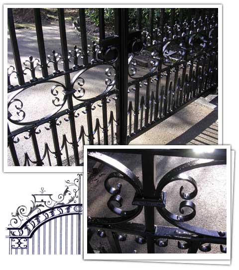 Drawing and Photos of Hunting Lodge Gates