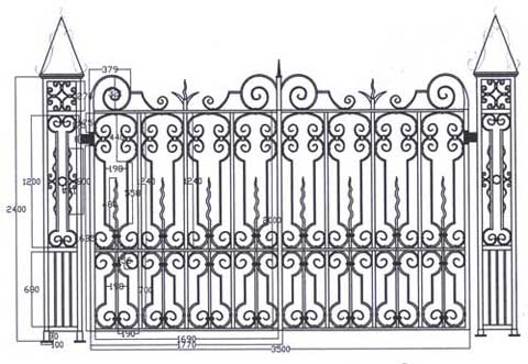 Cad Drawing of Late 18th century country gates with piers 