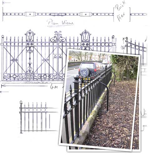 Victorian gate drawing and photo