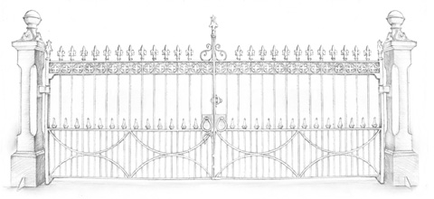 drawing of Victorian Carriage Drive Gates #1