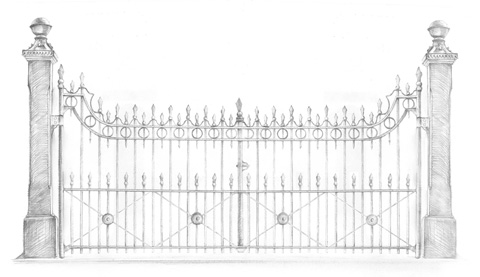 drawing of Victorian Carriage Drive Gates #2