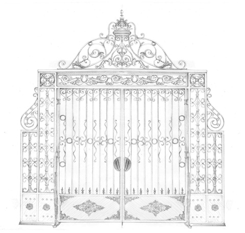 drawing of Independence Palace Gates