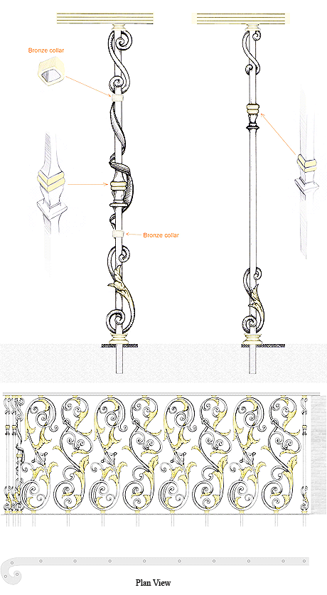 Baluster design for volute of staircase