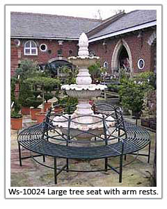 tree seat placed around a fountain